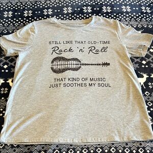 Rock n Roll Guitar Graphic T-Shirt in Gray